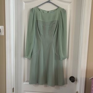 ANTONIO MELANI Sage Green Long-Sleeve Fit-and-Flare Dress